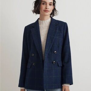 Madewell Green and Blue Blazer Tailored Double-Breasted